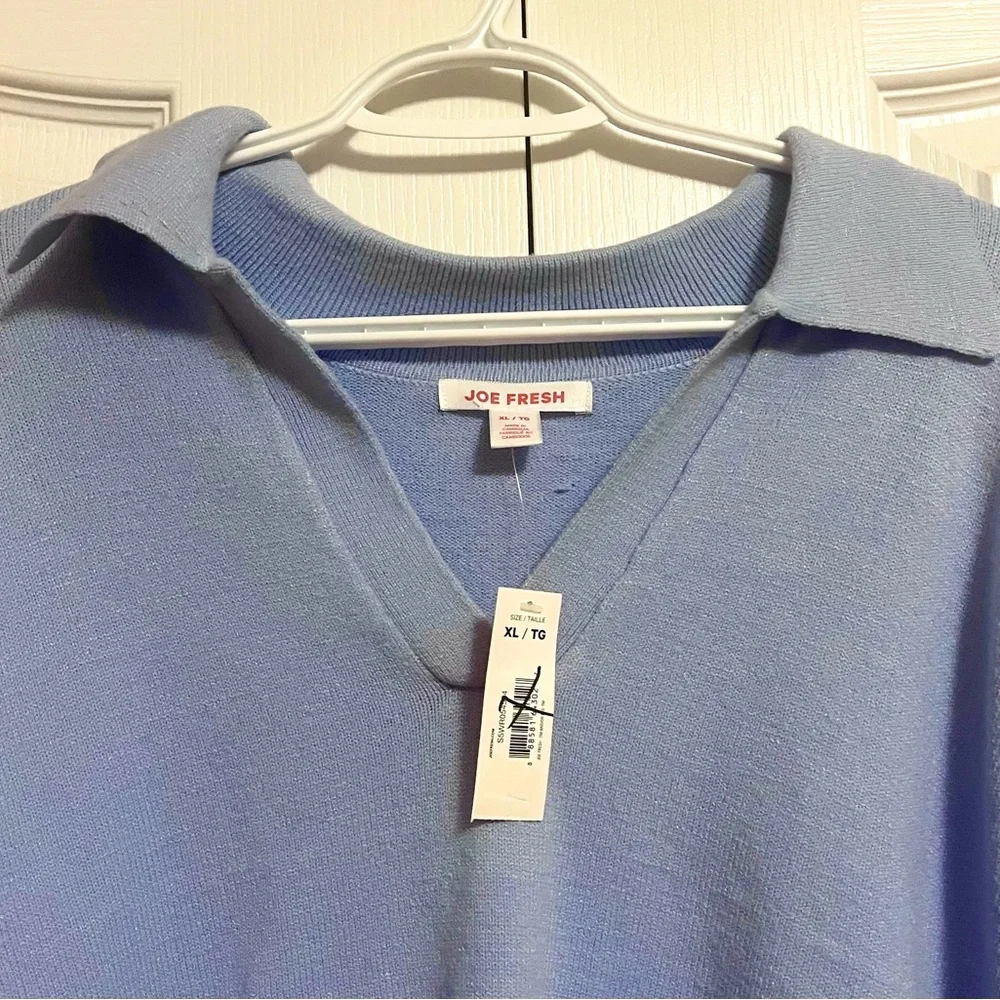 NWT Light Blue V-Neck Collared Sweater - Picture 3 of 9